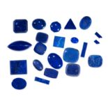 A MIXED LOT OF UNMOUNTED LAPIS LAZULI various round, oval and navette shaped cabochon, totalling