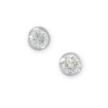 A PAIR OF DIAMOND SOLITAIRE STUD EARRINGS each set with a round cut diamond in a bezel setting, both