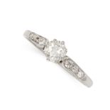 AN ART DECO SOLITAIRE DIAMOND RING in 18ct white gold and platinum, set with a central old cut