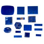 A MIXED LOT OF UNMOUNTED LAPIS LAZULI various round, rectangular and fancy shape cabochon, 101.30