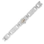 A FRENCH LATE ART DECO DIAMOND WRIST WATCH, CIRCA 1940 in platinum and 18ct white gold, the