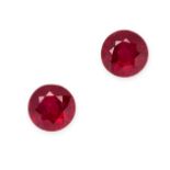 A PAIR OF UNMOUNTED RUBIES round cut, 1.25 and 1.30 carats.