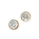 A PAIR OF WHITE GEMSTONE STUD EARRINGS each set with a round cut white gemstone, no assay marks, 0.