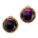 A PAIR OF AMETHYST CLIP EARRINGS, BUCCELLATI in 18ct yellow gold, each set with a round cabochon