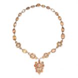 AN ANTIQUE IMPERIAL TOPAZ NECKLACE, EARLY 19TH CENTURY in yellow gold, formed of a series of links