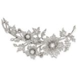 A DIAMOND SPRAY BROOCH designed as a spray of foliage set with old and rose cut diamonds, all