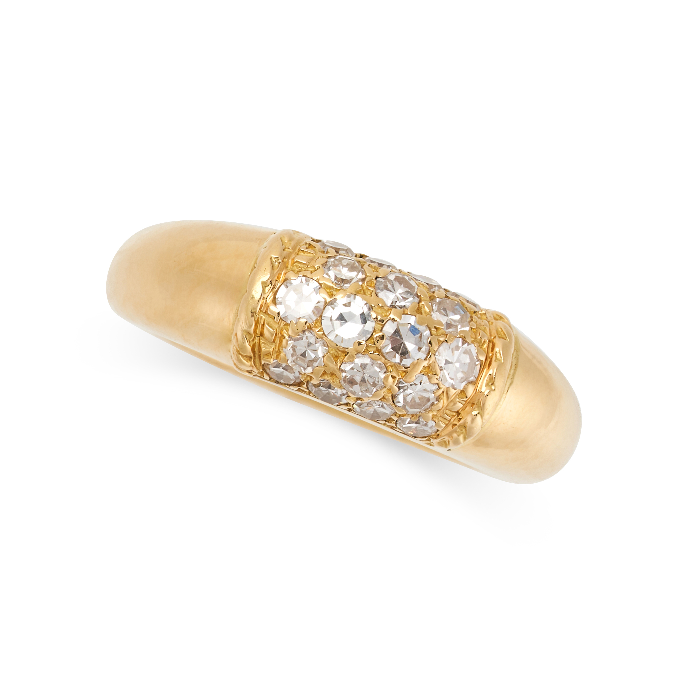 A DIAMOND PHILIPPINE RING, VAN CLEEF & ARPELS in 18ct yellow gold, pave set with a panel of