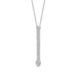 A DIAMOND PENDANT AND CHAIN in 18ct white gold, the pendant designed as a matchstick, jewelled