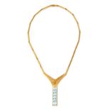 A VINTAGE GLASS PENDANT NECKLACE, BJORN WECKSTROM FOR LAPPONIA 1995 in 18ct yellow gold, the Y-