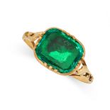 A COLOMBIAN EMERALD RING in yellow gold, 19th century and later, the ring a modern conversion from