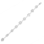 A DIAMOND CLUSTER LINE BRACELET in 18ct white gold, set with nine principal diamonds of radiant,