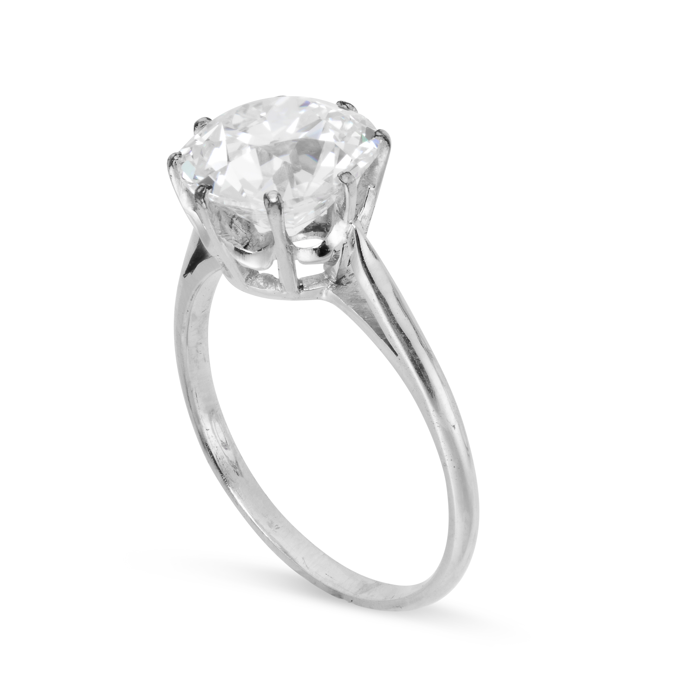 A 3.70 CARAT SOLITAIRE DIAMOND RING set with a single old European cut diamond of 3.70 carats, no - Image 2 of 2