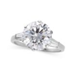 A 3.00 CARAT SOLITAIRE DIAMOND ENGAGEMENT RING set with a round cut diamond of 3.00 carats,