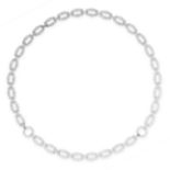 AN ART DECO DIAMOND NECKLACE AND BRACELET SUITE in platinum, comprising a series of hexagonal