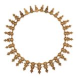 AN ANTIQUE FANCY LINK COLLAR NECKLACE, 19TH CENTURY in 18ct yellow gold, in the Etruscan revival