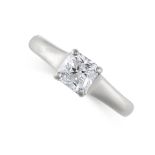 A LUCIDA SOLITAIRE DIAMOND ENGAGEMENT RING, TIFFANY & CO in platinum, the band set with a lucida cut