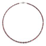 A DIAMOND, SPINEL AND BLACK DIAMOND NECKLACE in 18ct white gold, comprising a single row of