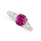 A 2.04 CARAT BURMA NO HEAT RUBY AND DIAMOND RING in 18ct white gold and yellow gold, set with a