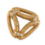 A VINTAGE DIAMOND BROOCH, ATTR BOUCHERON CIRCA 1960 in 18ct yellow gold, the openwork body with