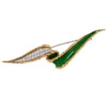 A VINTAGE DIAMOND AND ENAMEL BROOCH, BOUCHERON PARIS in 18ct yellow gold, designed as a stylised,