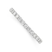 A DIAMOND FULL ETERNITY RING the band set all around with a single row of round cut diamonds, the