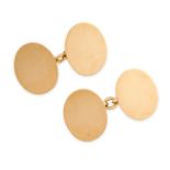 A PAIR OF VINTAGE GOLD CUFFLINKS, 1972 in 18ct yellow gold, each comprising two oval faces connected