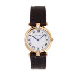 CARTIER, A LADIES DIAMOND VERMEIL WRIST WATCH in 18ct yellow gold, the circular white dial