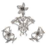 AN ANTIQUE EN TREMBLANT PASTE DIAMOND DEVANT DE CORSAGE BROOCH SUITE, 19TH CENTURY comprising two