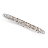 A DIAMOND BANGLE set with a single row of round cut diamonds accented by engraved foliate motifs,