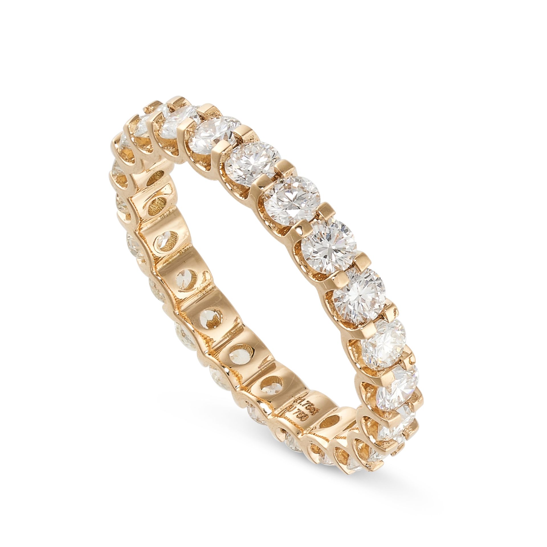 A DIAMOND FULL ETERNITY RING the band set all around with a single row of round cut diamonds, the