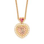 CHAUMET, A RUBY AND DIAMOND WATCH PENDANT AND CHAIN in 18ct yellow gold, the watch pendant of