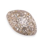 A DIAMOND DRESS RING, CIRCA 1950 of bombe design, set with old cut, round cut and single cut