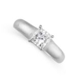 A DIAMOND SOLITAIRE ENGAGEMENT RING in platinum, set with a princess cut diamond of 1.01 carats,