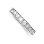 A DIAMOND FULL ETERNITY RING set with a single row of twenty round cut diamonds, the diamonds all