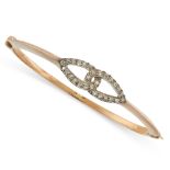 AN ANTIQUE DIAMOND BANGLE, 19TH CENTURY in yellow gold and silver, the hinged body set with