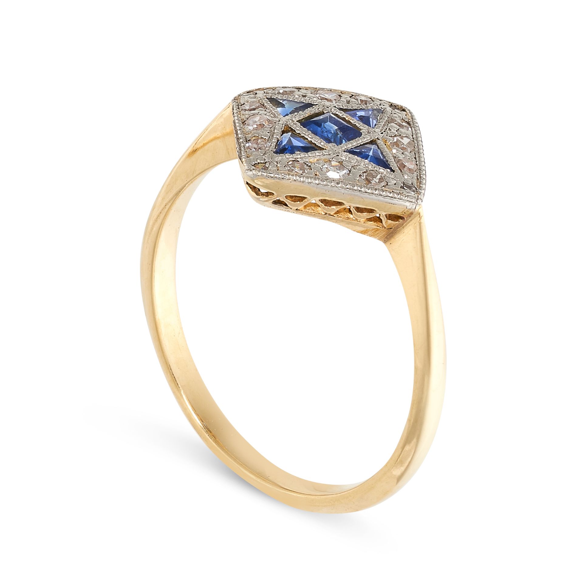 NO RESERVE - A SAPPHIRE AND DIAMOND DRESS RING in 18ct yellow gold, set with step cut and French cut - Image 2 of 2