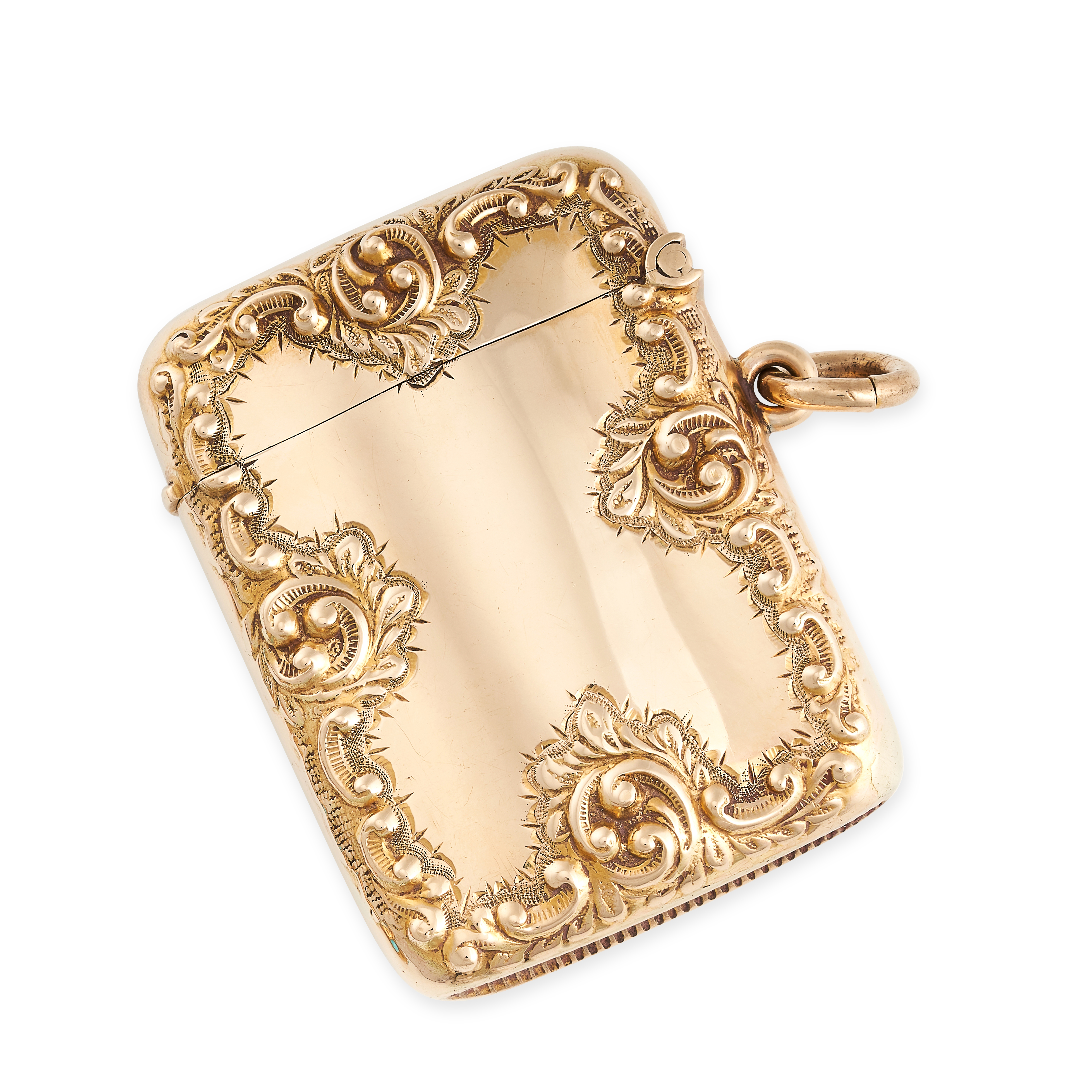 NO RESERVE - A FINE ANTIQUE VESTA / MATCH CASE, HENRY MATTHEWS 1897 in 9ct yellow gold, the stylised