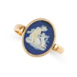 NO RESERVE - AN ANTIQUE VICTORIAN SWIVEL CAMEO RING, 1868 in 22ct yellow gold, the rotating face set