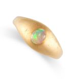 NO RESERVE - AN ANTIQUE VICTORIAN OPAL GYPSY RING, 1894 in 22ct yellow gold, the tapering band set