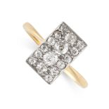 NO RESERVE - AN ART DECO DIAMOND RING, EARLY 20TH CENTURY in 18ct yellow gold and platinum, the