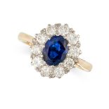 NO RESERVE - A VINTAGE SAPPHIRE AND DIAMOND DRESS RING in 18ct yellow gold and platinum, set with an