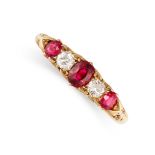NO RESERVE - AN ANTIQUE SPINEL AND DIAMOND RING, 1910 in 18ct yellow gold, the band set with a