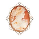 NO RESERVE - ANTIQUE SHELL CAMEO BROOCH, LATE 19TH CENTURY, set with a shell cameo depicting a