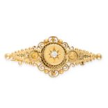 NO RESERVE - AN ANTIQUE VICTORIAN DIAMOND BROOCH / PENDANT, BIRMINGHAM 1898 in 15ct yellow gold, set