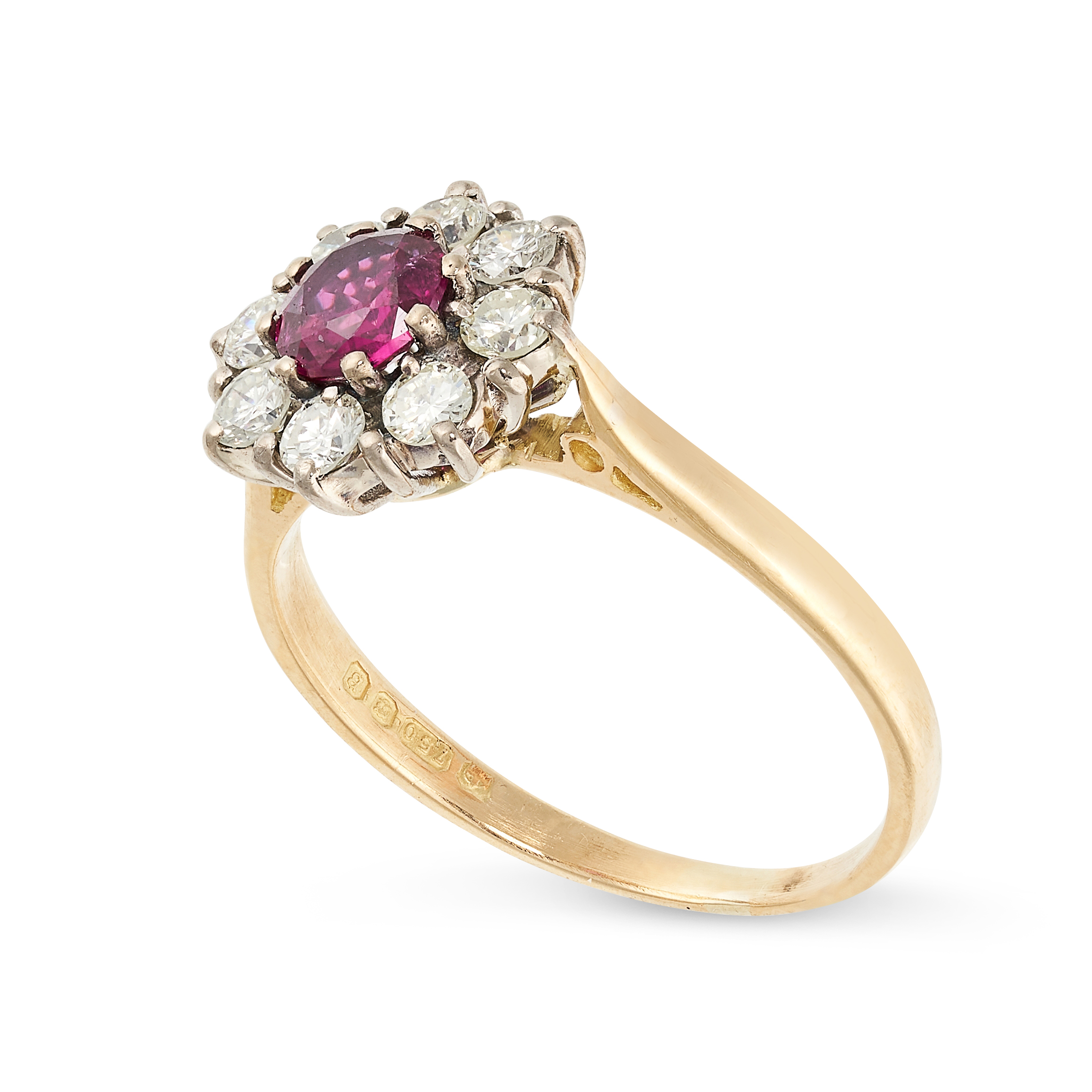 AN UNHEATED RUBY AND DIAMOND DRESS RING in 18ct yellow gold, set with a round cut ruby of 0.61 - Image 2 of 2