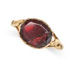 A GARNET DRESS RING, 19TH CENTURY AND LATER in yellow gold, later converted to be a ring, set with