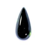 AN UNMOUNTED GREEN TOURMALINE drop shaped cabochon, 10.06 carats.