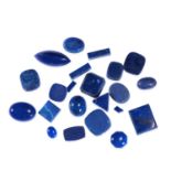 A MIXED LOT OF UNMOUNTED LAPIS LAZULI variously shaped cabochon, 102 carats.