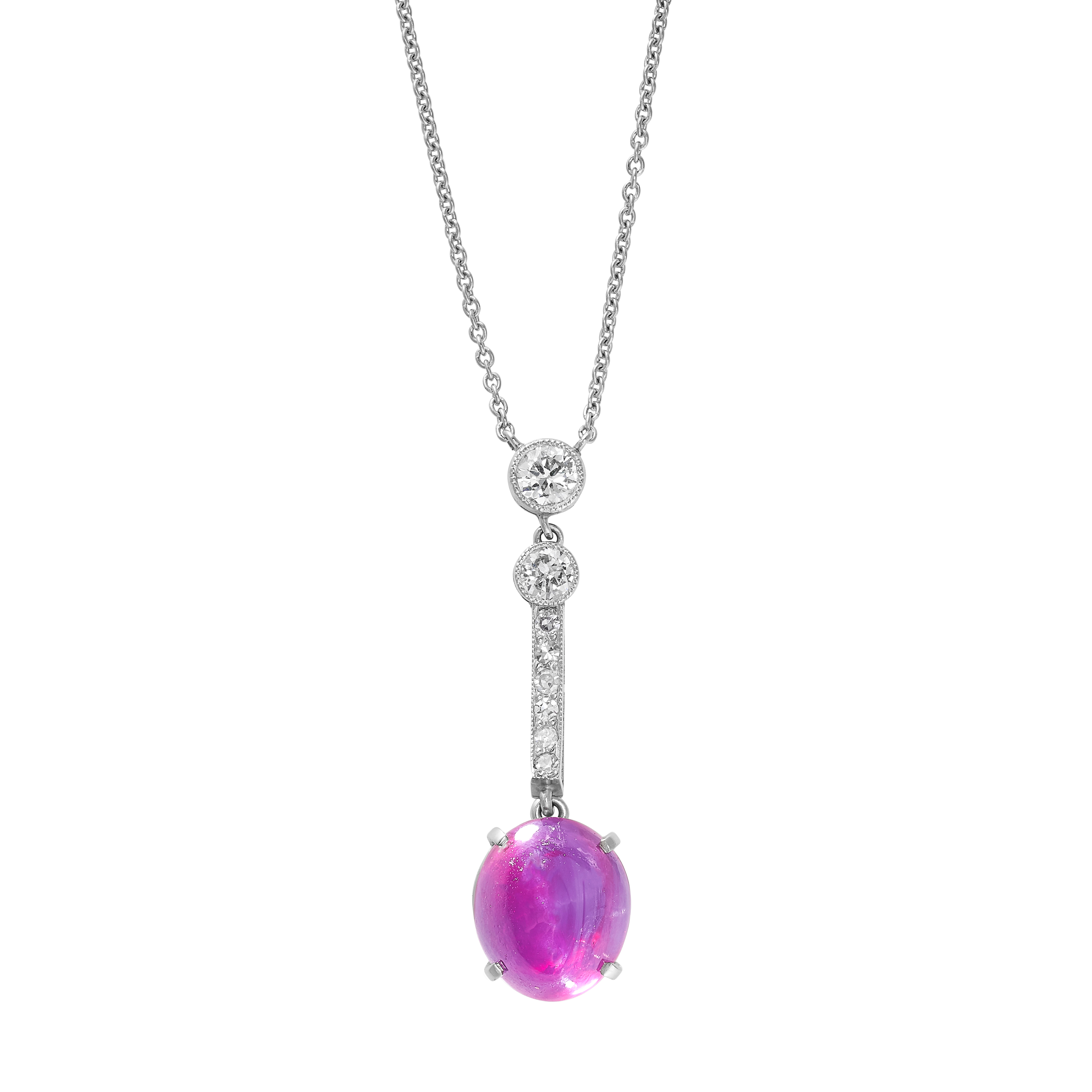 A STAR RUBY AND DIAMOND PENDANT NECKLACE