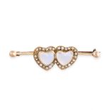 AN ANTIQUE MOONSTONE AND PEARL SWEETHEART BROOCH